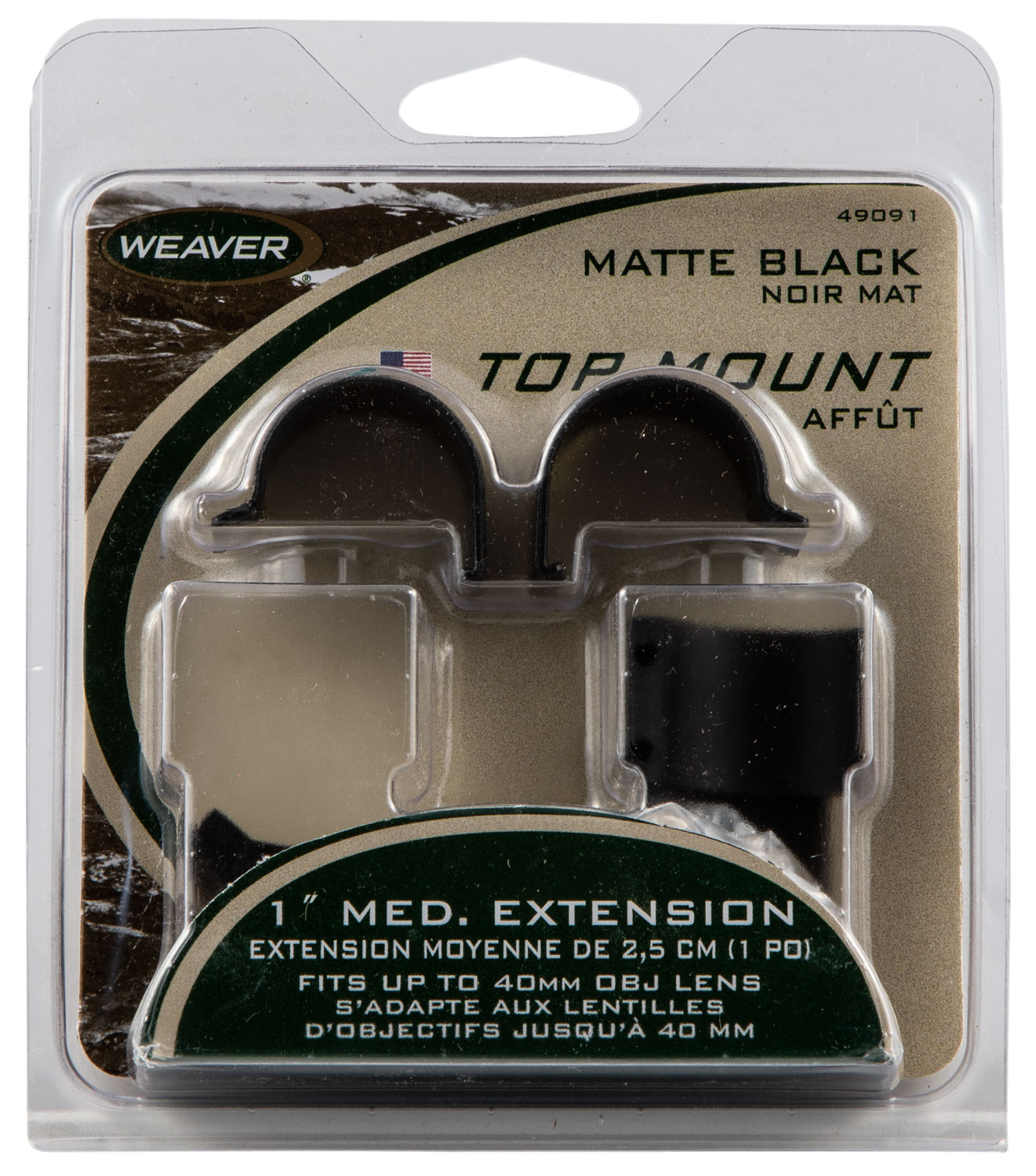 Weaver Mounts 49091 Detachable Top Mount Extension Rings Matte Black 1″ Medium