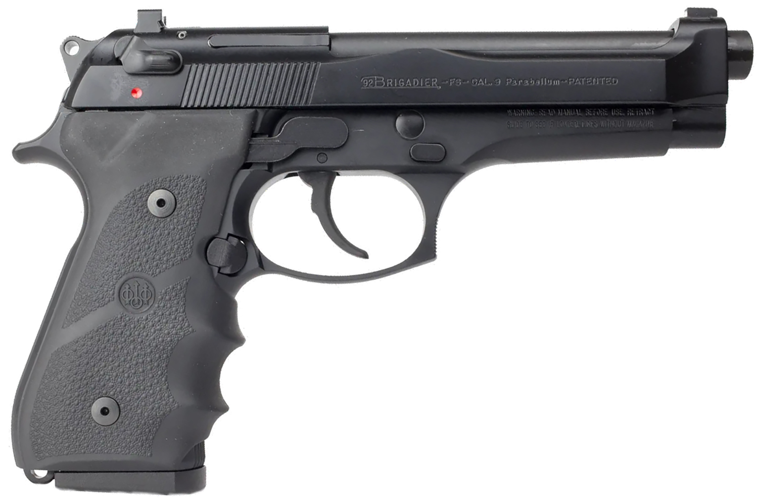 Beretta USA J92F700M 92FS Brigadier Full Size Frame 9mm Luger 15+1 4.70″ Black Inox Steel Barrel, Black Bruniton Serrated Steel Slide, Black Aluminum Frame w/Beavertail, DA/SA, Ambidextrous
