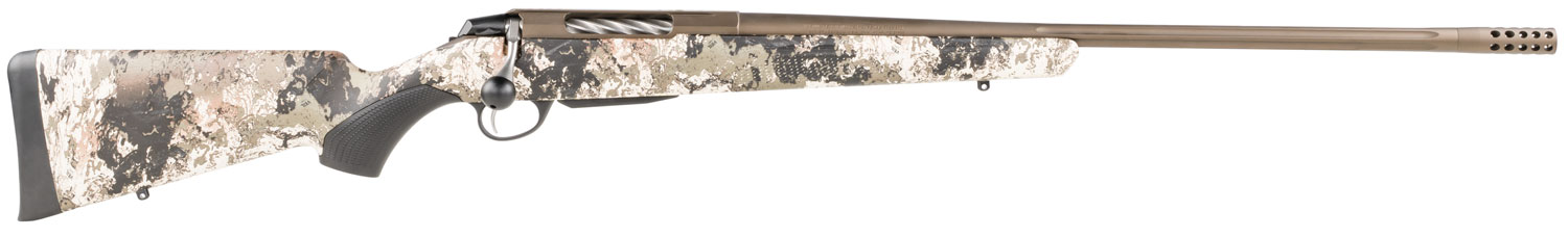 Tikka JRTXVW341 T3x Lite Full Size 300 WSM 3+1 24.30″ Midnight Bronze Cerakote Fluted Threaded Barrel, Drilled & Tapped Steel Receiver, Veil Wideland Fixed Synthetic Stock