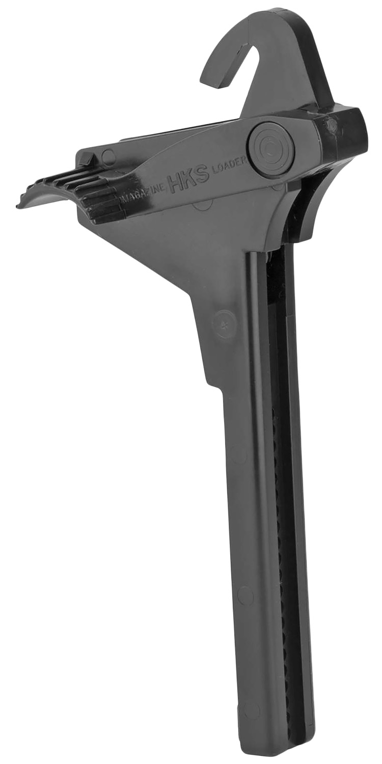 HKS 451 Single Stack Mag Loader Adjustable Style made of Plastic with Black Finish for Multi-Caliber Pistols