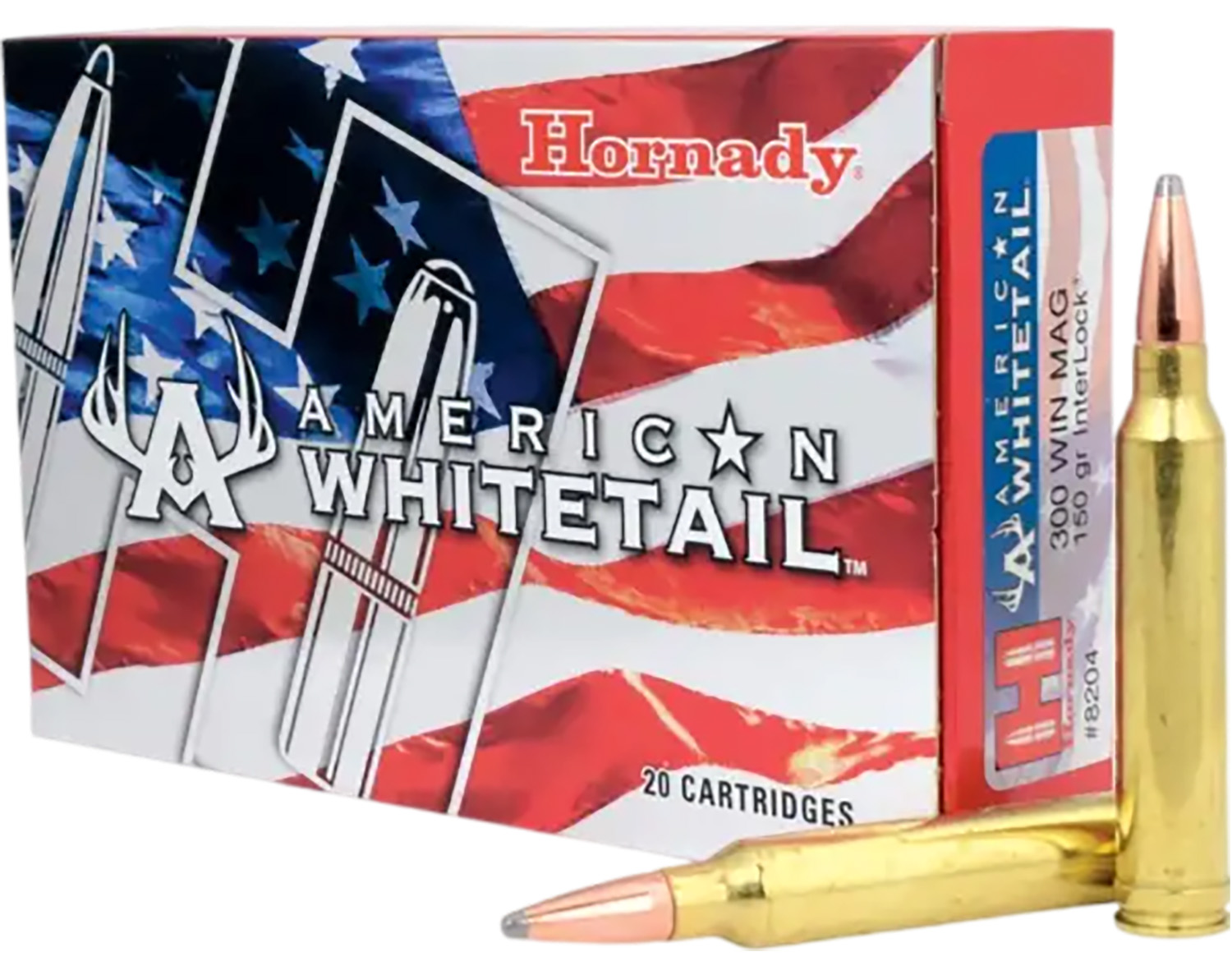 Hornady 8204 American Whitetail 300WinMag 150gr InterLock Spire Point 20 Per Box/10 Case