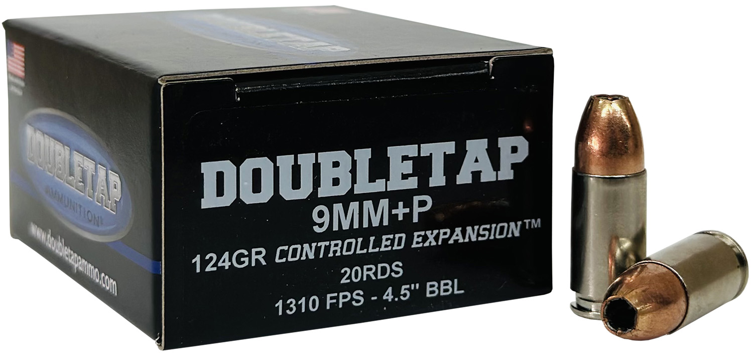 DoubleTap Ammunition 9MM124HP209mm+P Luger 124gr Controlled Expansion JHP 20 Per Box/50 Case