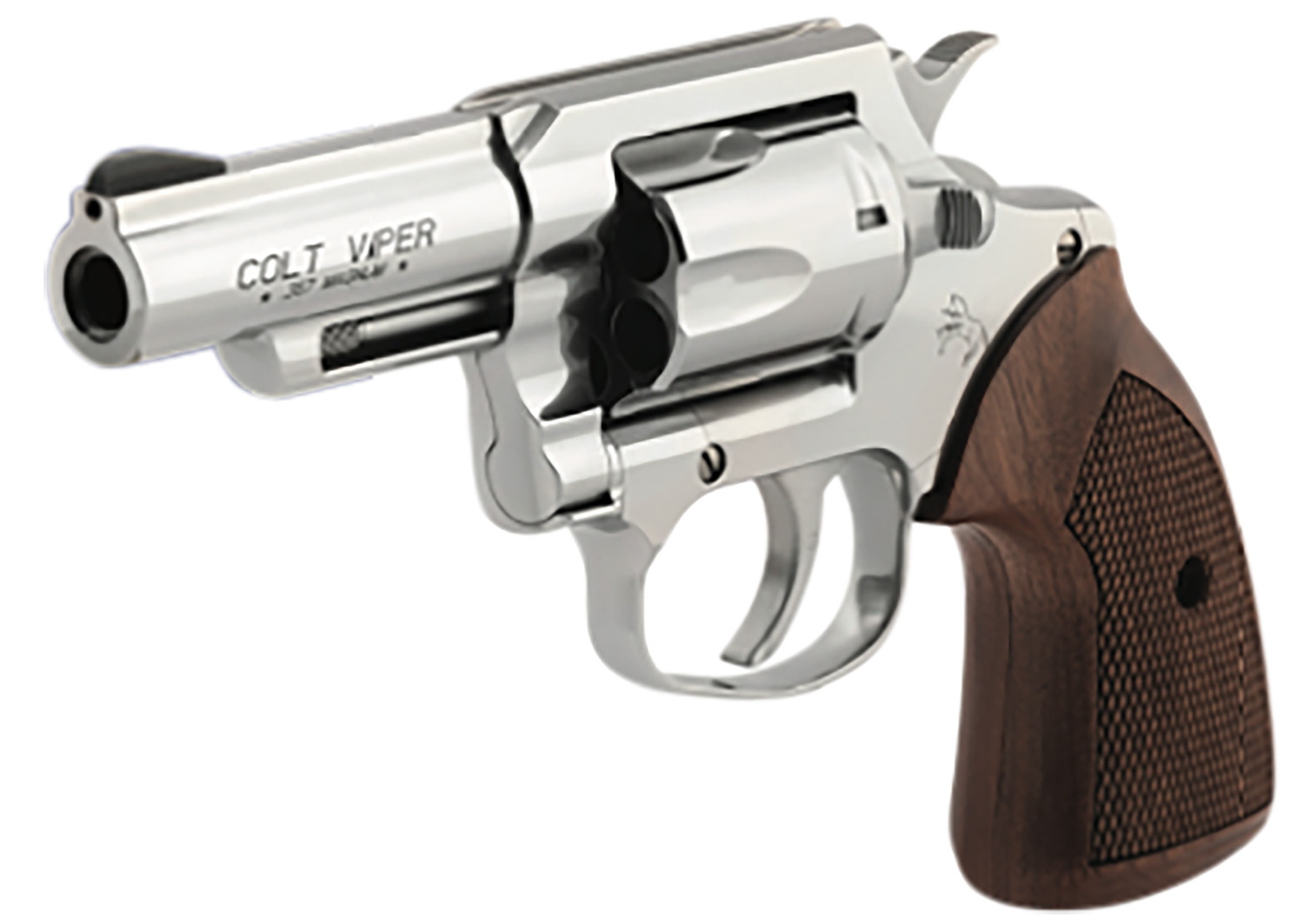 Colt Mfg VIPERSP3WRR Viper 357 Mag/38 Special 6rd 3″ 1/2 Lug Stainless Steel Barrel, Stainless Steel Cylinder & Frame, American Walnut Grip, Exposed Hammer