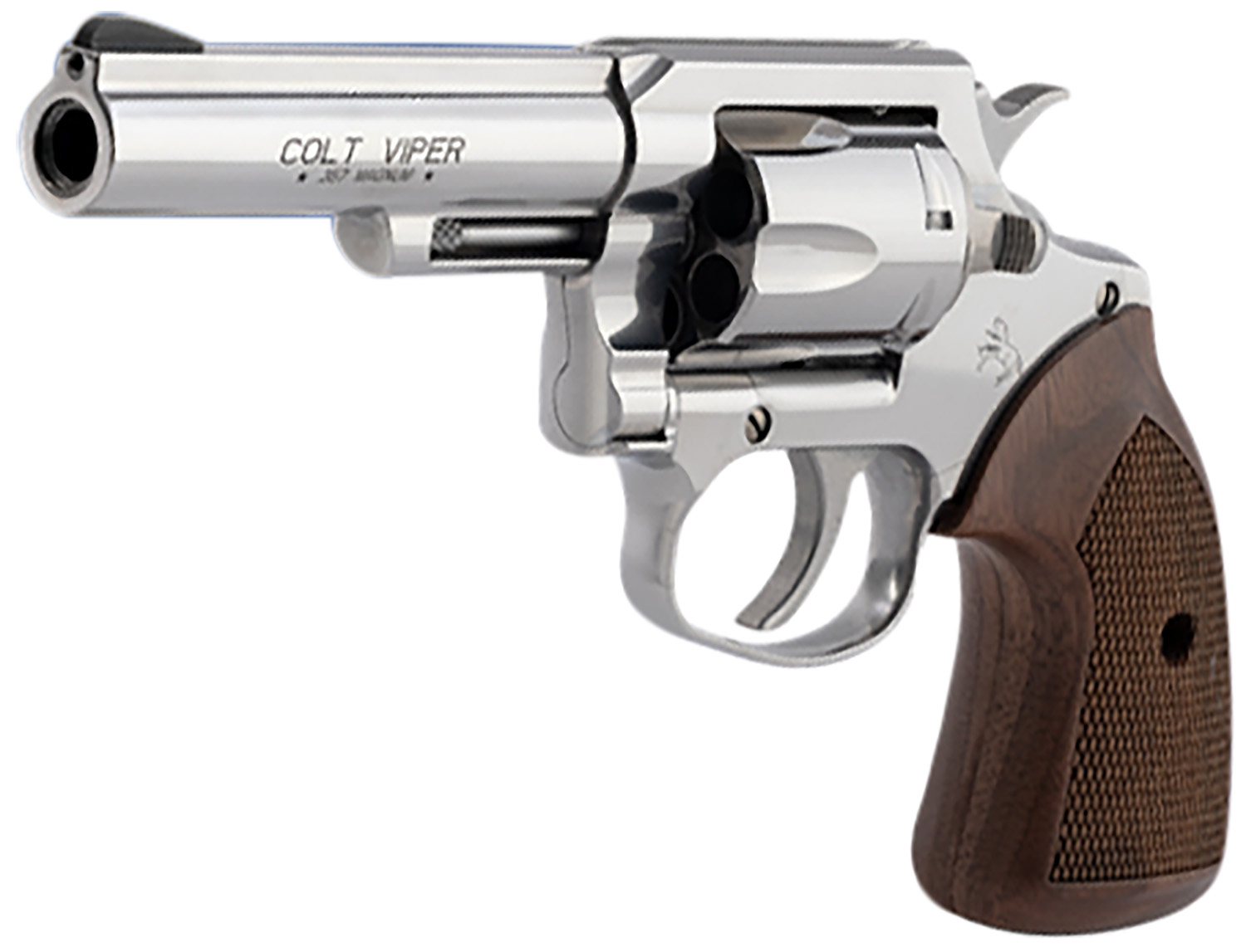Colt Mfg VIPERSP4WRR Viper 357 Mag/38 Special 6rd 4.25″ 1/2 Lug Stainless Steel Barrel, Stainless Steel Cylinder & Frame, American Walnut Grip, Exposed Hammer