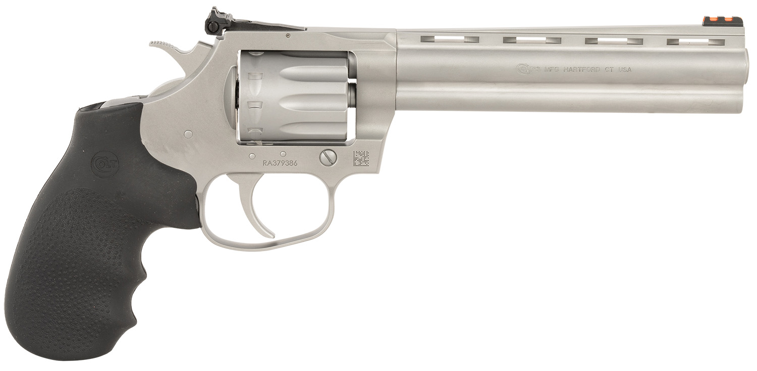 Colt Mfg KCOBRA22SM6RFO King Cobra Target 22 LR 6 Shot 6″ Matte Stainless Steel Vent Rib Barrel, Matte Stainless Stainless Steel Frame & Cylinder, Black Hogue Overmolded Grip, Exposed Hammer