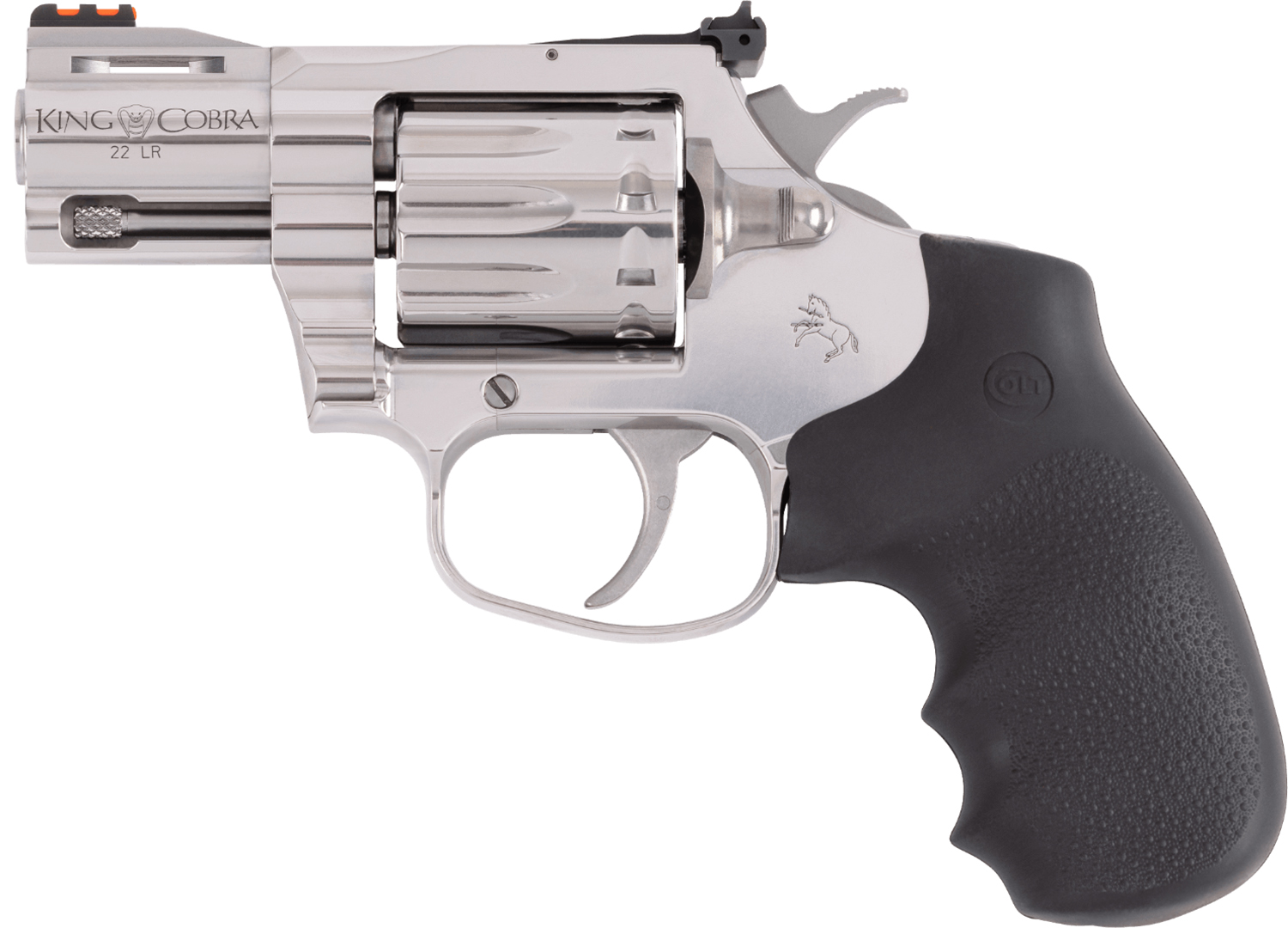 Colt Mfg KCOBRA22SP2RFO King Cobra 22 LR 10 Shot 2″ Stainless Vent Rib Barrel, Stainless Cylinder & Frame, Black Rubber Grip