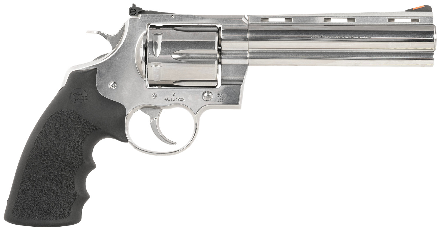 Colt Mfg ANACONDASP6RTS45C Anaconda  45 Colt (Long Colt) 6rd Shot 6″ Stainless Vent Rib Barrel, Cylinder & Frame, Black Grip