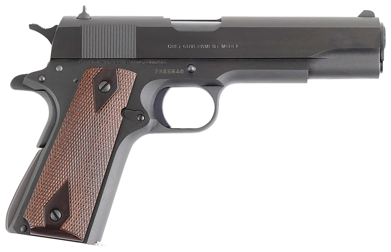 Colt Mfg O1970A1CS Government Series 70 45 ACP 7+1 5″ Black National Match Barrel, Blued Carbon Steel Serrated Slide, Blued Carbon Steel Frame w/Beavertail, Rosewood Grip, Ambidextrous
