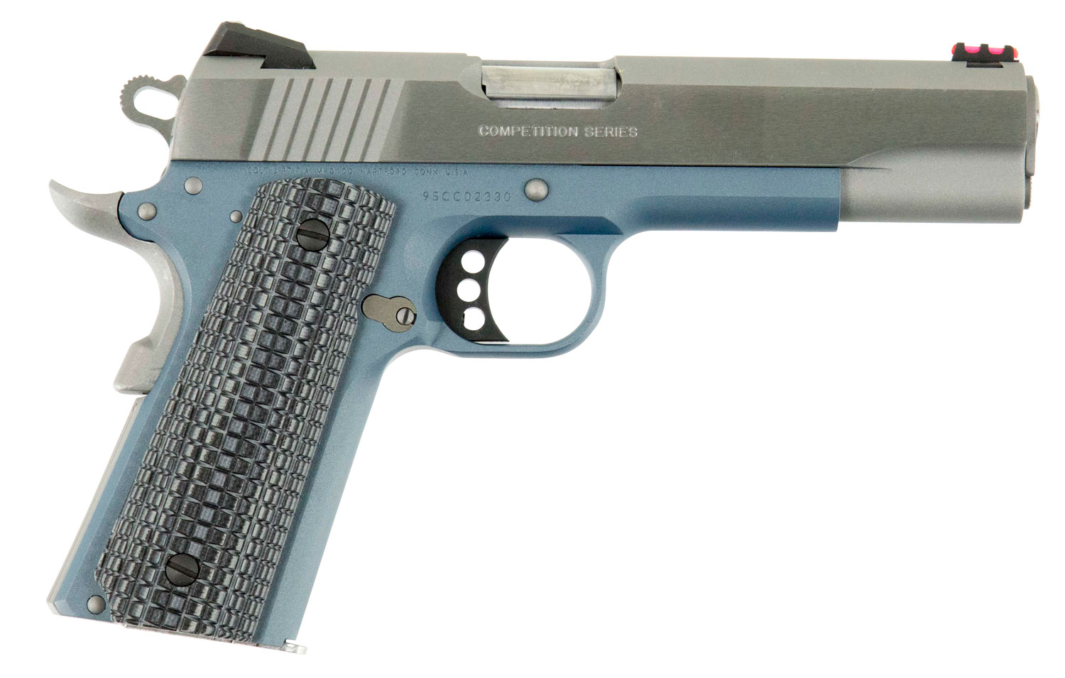 Colt Mfg O1072CCSBT 1911 Competition 9mm Luger Caliber with 5″ National Match Barrel, 9+1 Capacity, Blue Titanium Finish Frame, Serrated Stainless Steel Slide, Gray G10 Grip & 70 Series Firing System