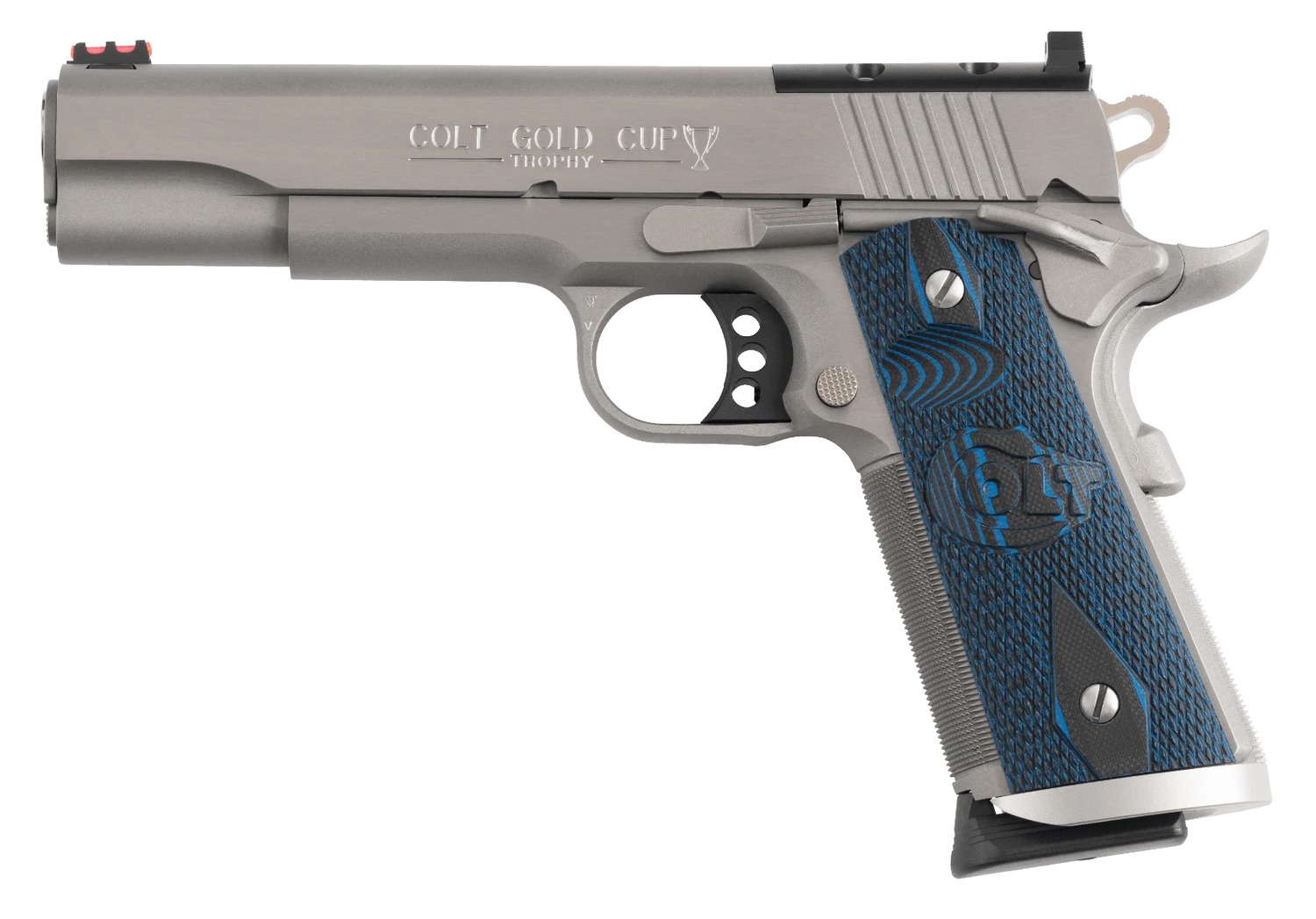 Colt Mfg O5072XEOR Gold Cup Trophy Full Size 9mm Luger 10+1 5″ Stainless National Match Barrel, Stainless Steel Optic Ready/Serrated Slide & Frame w/Beavertail, Ambidextrous