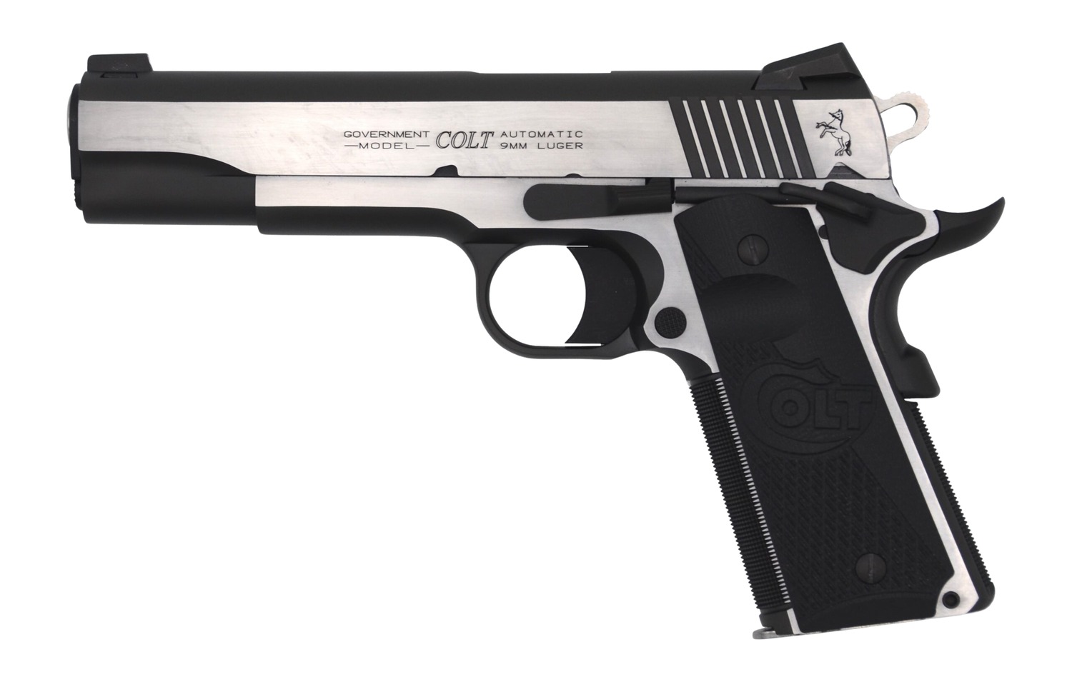 Colt Mfg O1072CEOR Combat Elite Government Full Size 9mm Luger 9+1 5″ Stainless National Match Barrel Two-Tone Elite Stainless Steel Optic Ready/Serrated Slide & Frame w/Beavertail, Ambidextrous