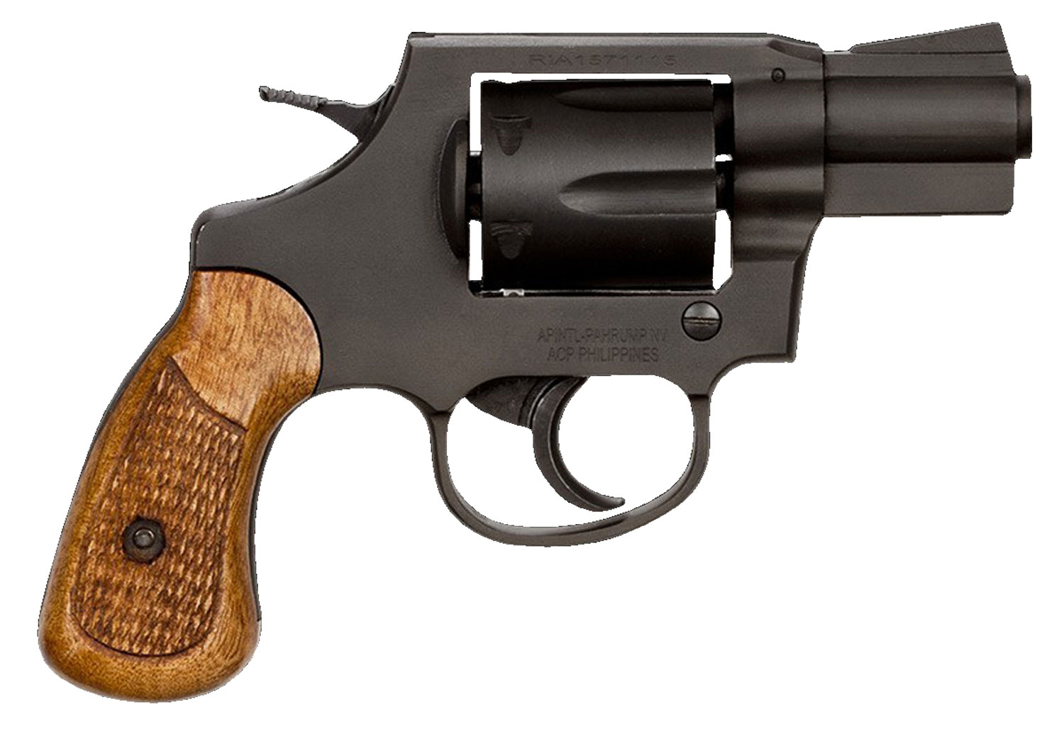 Rock Island 51283 M206 *CA Compliant Small Frame 38 Special 6rd 2″ Black Parkerized Steel Barrel, Cylinder & Frame, Checkered Wood Grip, Transfer Bar Safety