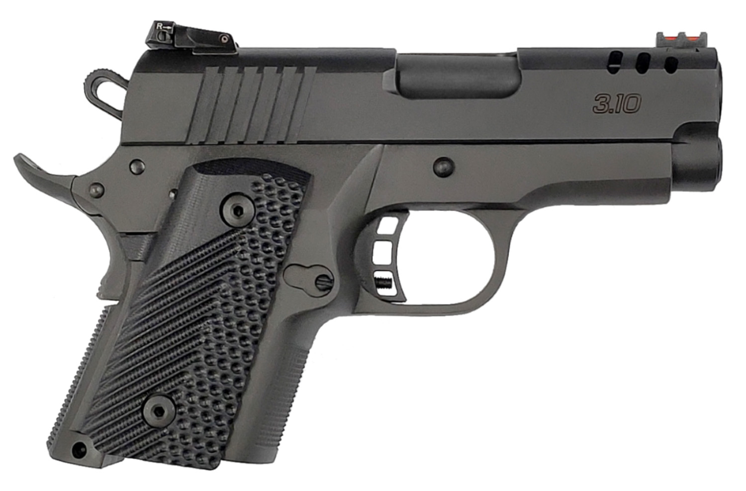 Rock Island 56639 BBR  Compact 9mm Luger 10+1., 3.10″ Black Steel Barrel, Black Parkerized Serrated Steel Slide, Black Parkerized Steel Frame w/Beavertail, Black G10 Grip