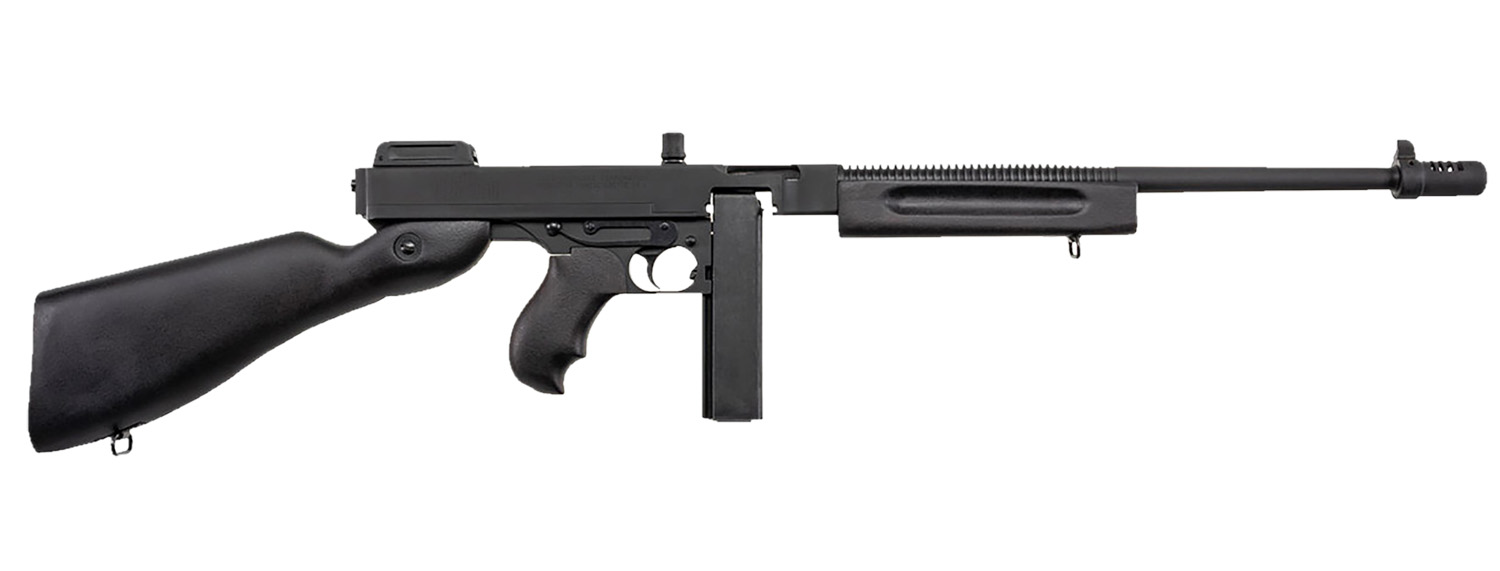 Thompson T1C 1927A-1 Commando Carbine 45 ACP Caliber with 16.50″ Barrel, 20+1 Capacity (Stick), Black Parkerized Metal Finish, Black Fixed Stock Right Hand Includes Black Nylon Sling