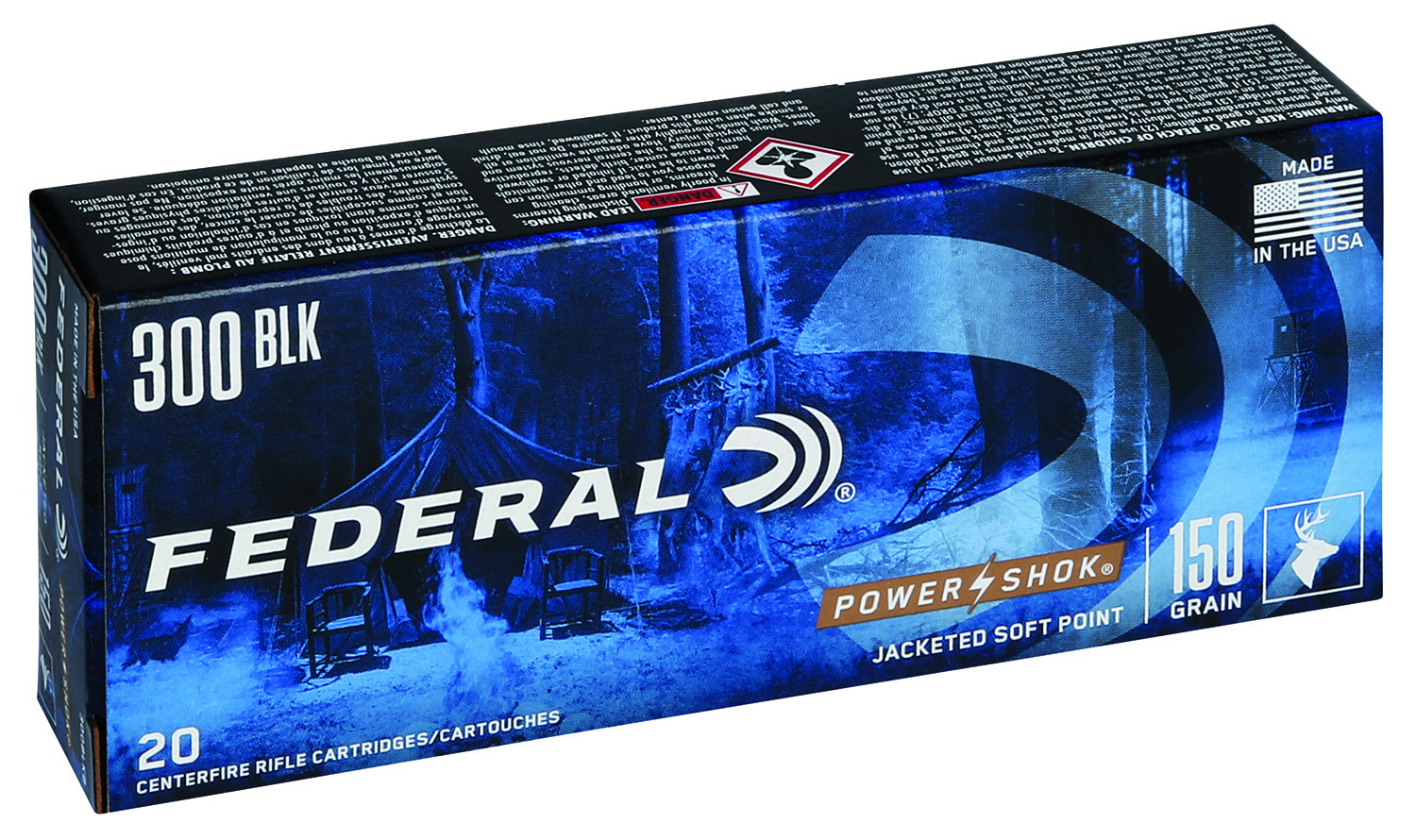 Federal 300BLKB Power-Shok 300Blackout 150gr Jacketed Soft Point 20 Per Box/10 Case