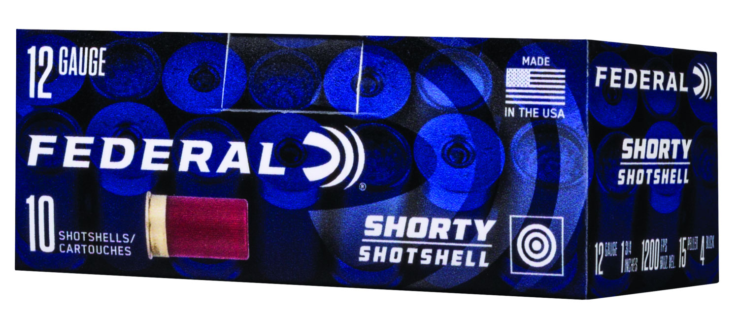 Federal SH1294B Shorty  12Gauge 1.75″ 15/16oz 4BuckShot 15Pellets 10 Per Box/10 Case