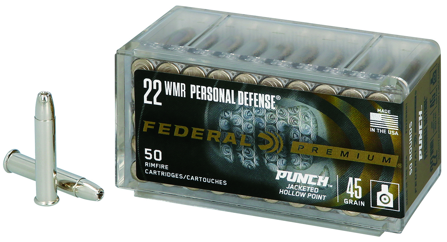 Federal PD22WMR1 Premium Personal Defense Punch 22WMR 45gr Jacketed Hollow Point 50 Per Box/60 Case
