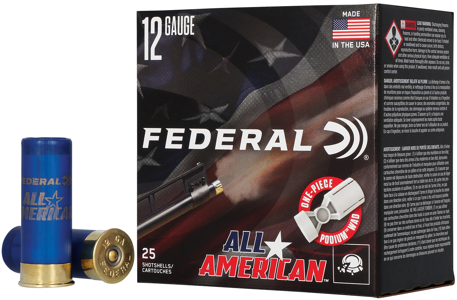 Federal FAA12H8 All-American 12Gauge 2.75″ 1 1/8oz 8Shot 25 Per Box/10 Case