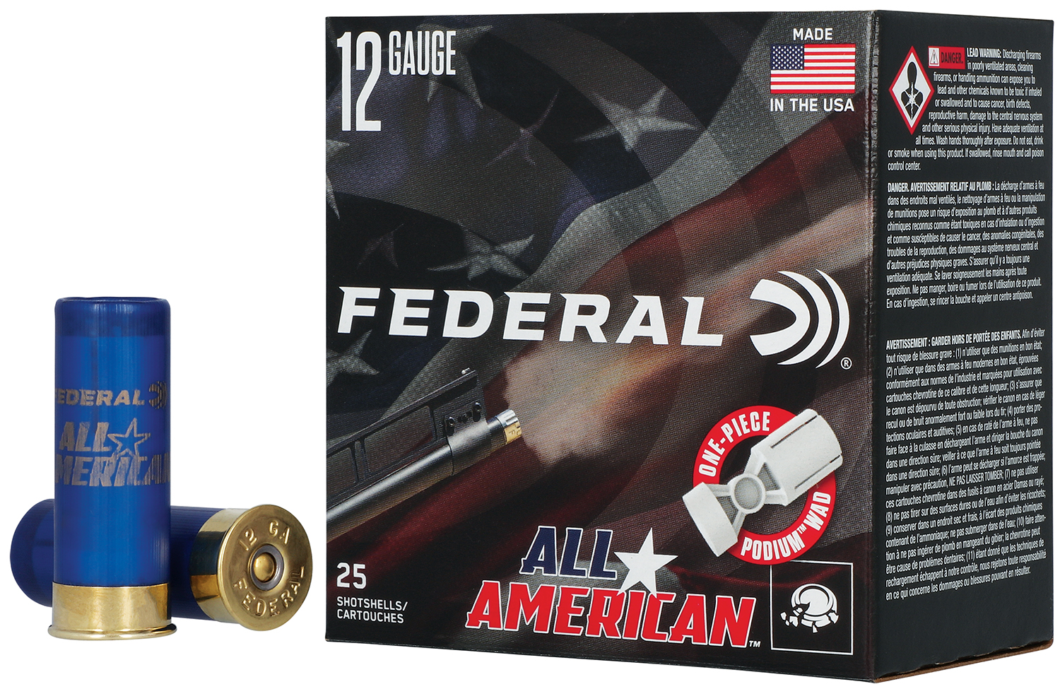 Federal FAA12HC75 All-American 12Gauge 2.75″ 1 1/8oz 7.5Shot 25 Per Box/10 Case