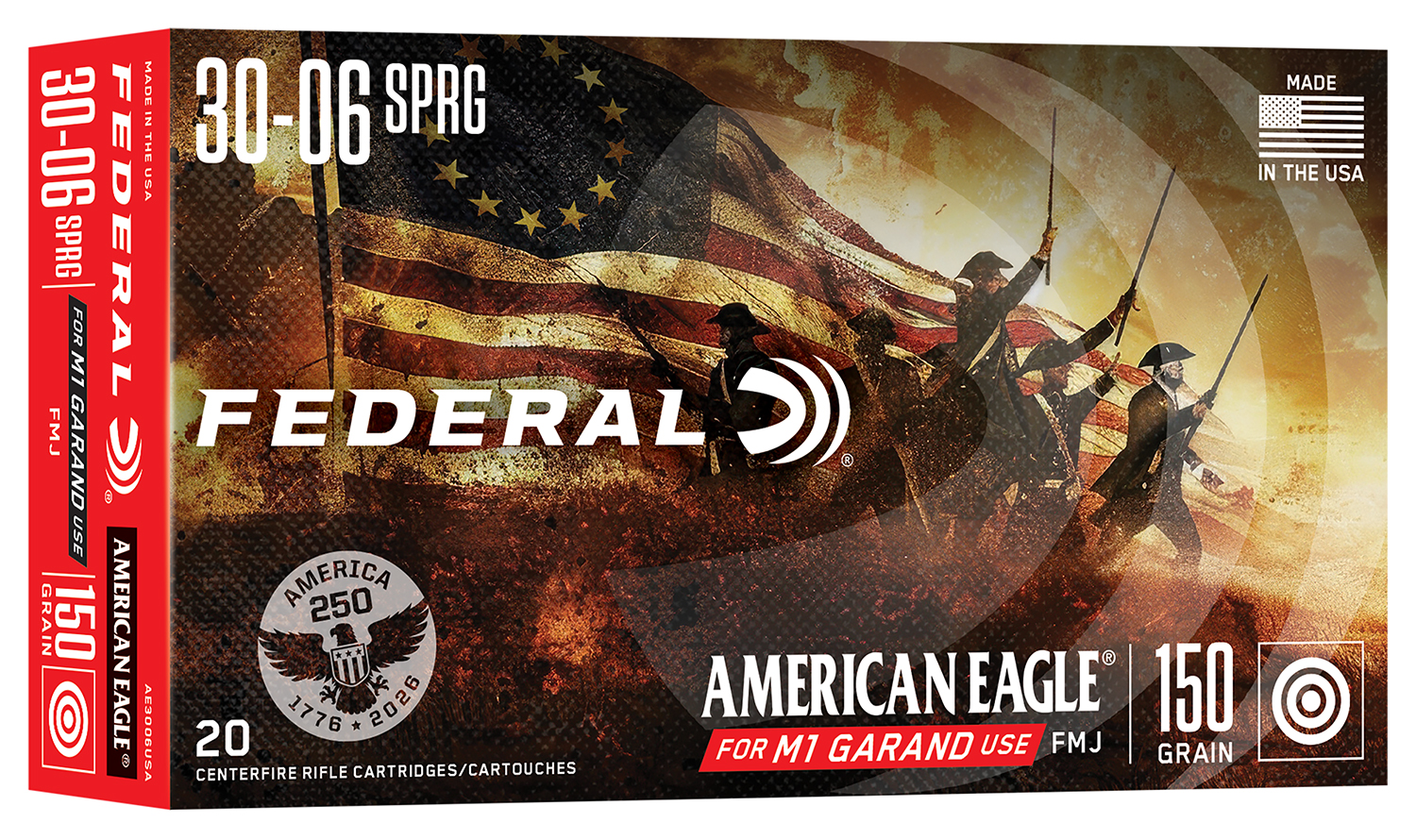 Federal AE3006USA American Eagle 30-06Springfield 150gr Full Metal Jacket 20 Per Box/10 Case
