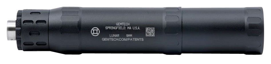 Gemtech 12711 Lunar-9 9mm Luger 1.40″ Black Hardcoat Anodized Aluminum 1/2″-28 tpi