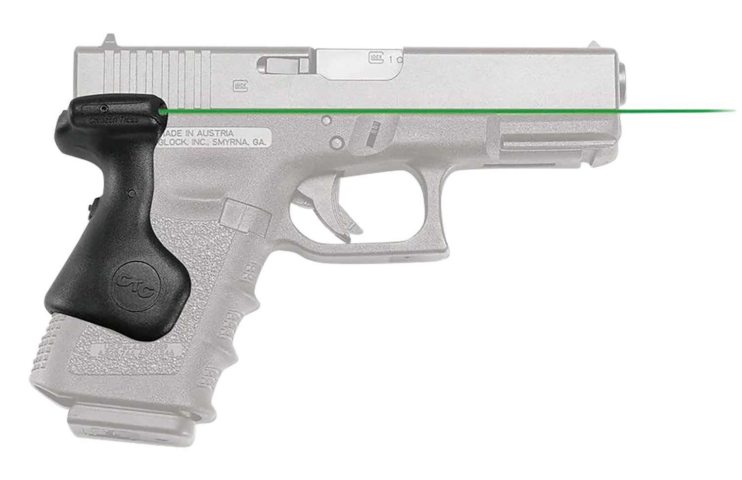 Crimson Trace 0167501 Lasergrips Compatible w/Glock Compact Gen5 19/Gen4 19, 23, 32/Gen5 19 Gen 4, Green Laser Black Polymer