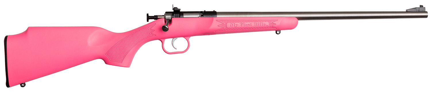 Crickett KSA2221 Youth 22 LR 1rd 16.12″ Stainless Single Shot Barrel, Blued Stainless Steel Receiver, Pink Fixed Synthetic Stock, Right Hand