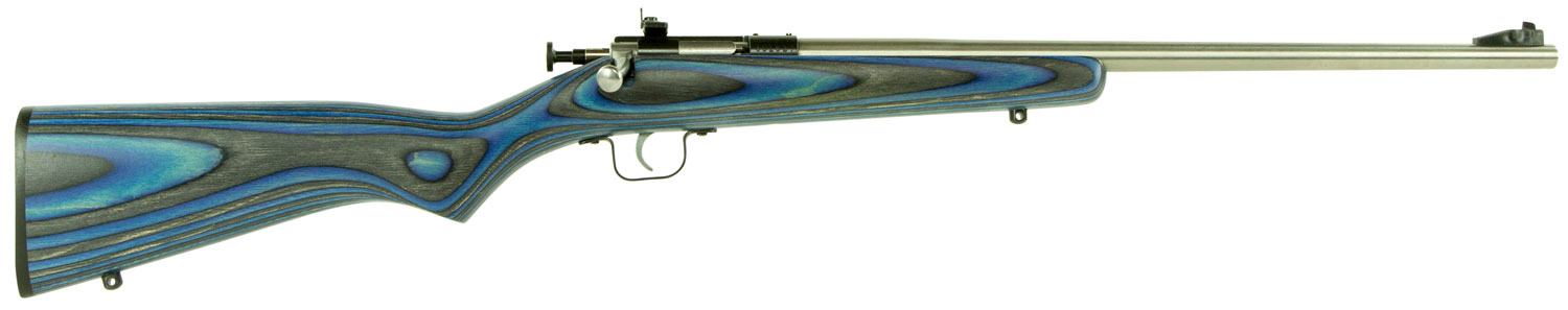 Crickett KSA2223 Youth 22 LR 1rd 16.12″ Stainless Steel Barrel, Fixed Front/Adjustable Rear Peep Sights, Blue Laminate Stock w/11.5″ LOP, Rebounding Firing Pin Safety