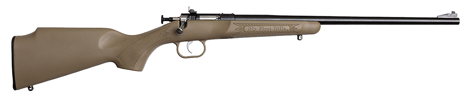 Crickett KSA2235 Youth  22 LR 1rd 16.12″ Blued Barrel & Receiver, Fixed Front/Adjustable Rear Peep Sights, Desert Tan Synthetic Stock w/11.5″ LOP, Rebounding Firing Pin Safety