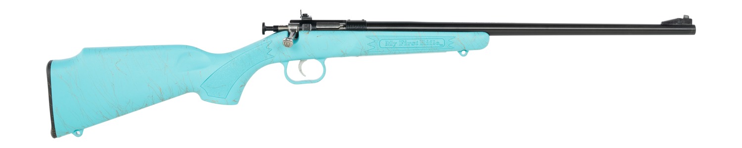 Crickett KSA2346 My First Rifle Gen2 22 LR 1rd 16.10″ Blued Single Shot Barrel, Drilled & Tapped Receiver, Blue w/Gold Webbing Fixed Synthetic Stock