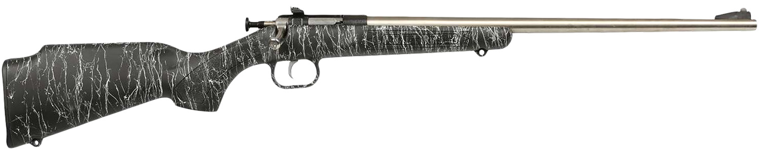 Crickett KSA2444 Gen2 Youth 22 LR 1rd 16.13″ Stainless Single Shot Barrel, Stainless Steel Receiver, Black w/White Webbing Fixed Synthetic Stock
