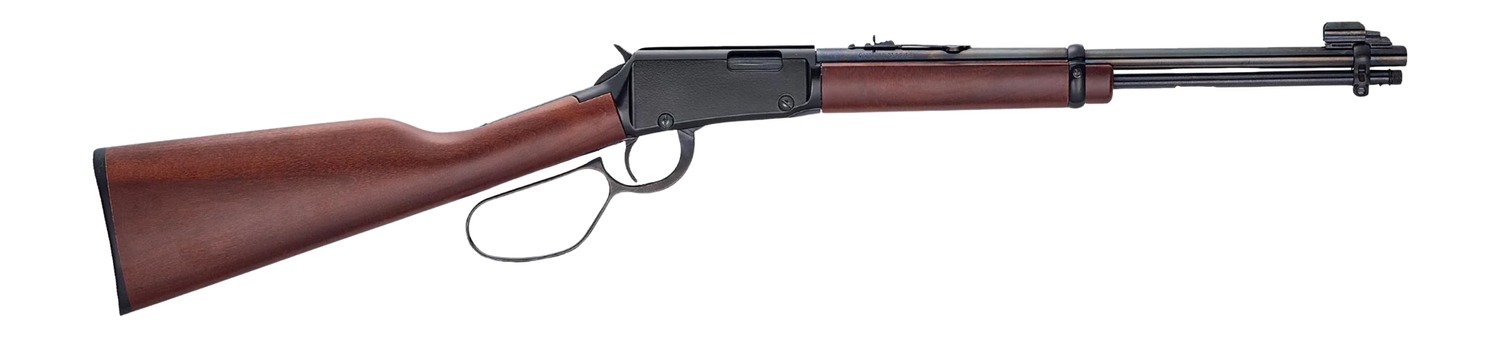 Henry H001R22 Classic Carbine 22 S/L/LR 13/14/18+1 16.50″ Blued Round Barrel, Black Aluminum Grooved Receiver, American Walnut Straight Grip Stock