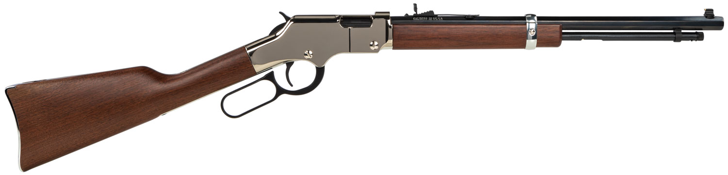 Henry H004SY Golden Boy Silver Youth 22 Long/22 LR/22 Short 16 LR/21 Short, 17″ Blued Octagon Barrel, Nickel-Plated Steel Receiver, American Walnut