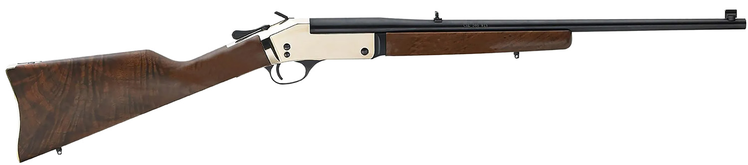 Henry H015B4570 Single Shot 45-70 Gov Caliber with 1rd Capacity, 22″ Blued Barrel, Polished Brass Metal Finish & American Walnut Stock, Right Hand (Full Size)