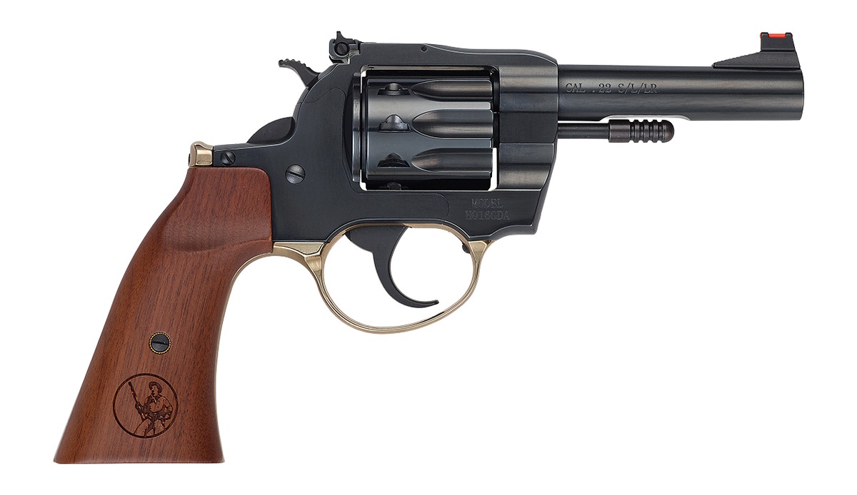 Henry H016GDA Golden Boy 22 S/L/LR 10 Shot 4″ Blued Round Barrel, Blued Cylinder, Blued Polished Steel Frame, American Walnut Gunfighter Grip, Exposed Hammer