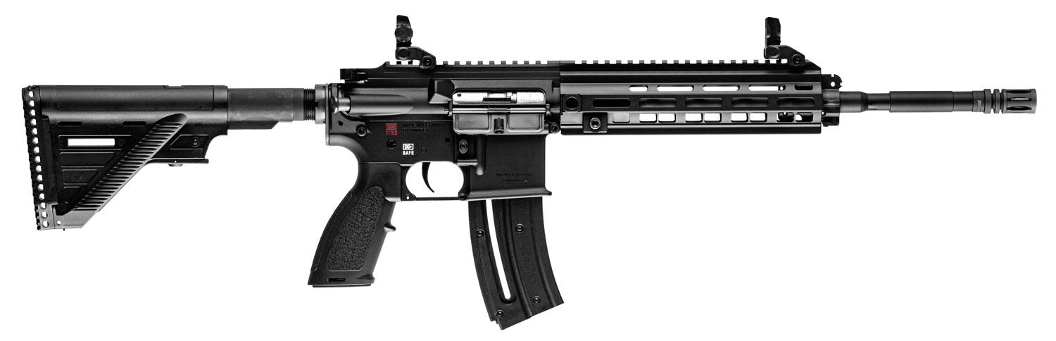 HK 81000402 HK 416 22 LR 10+1 16.10″ Black Steel Threaded Barrel Aluminum w/M-LOK & Picatinny Rail Black Aluminum Receiver Black Retractable Stock Right Hand