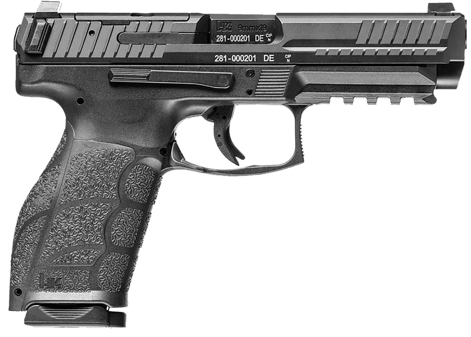 HK 81001065 VP9A1 Full Size 9mm Luger 15+1 4.53″ Barrel, Black Steel Optic Ready/Serrated Slide, Black Polymer Frame w/Picatinny Rail, Interchangeable Backstrap Grip, Ambidextrous