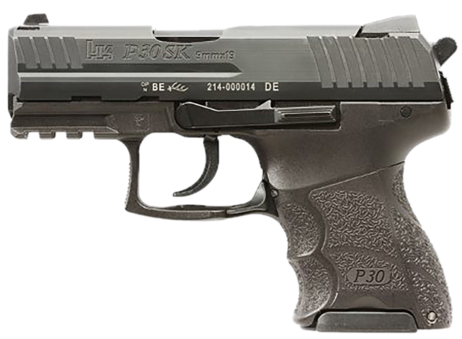 HK 81001107 P30SK V3 Sub-Compact Frame 9mm Luger 12+1/15+1 3.27″ Black Steel Barrel, Black Cerakote Serrated Steel Slide, Black Polymer Frame w/Picatinny Rail, Ambidextrous