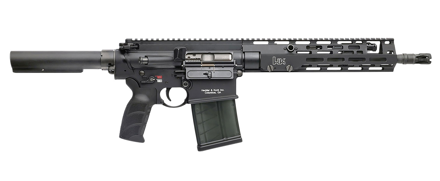 HK 81001052 MR762 A4 7.62x51mm 20+1 13″ Threaded Barrel, M-LOK Handguard, Black Receiver w/Picatinny Rail, Black Pistol Tube, Black Ergonomic Grip