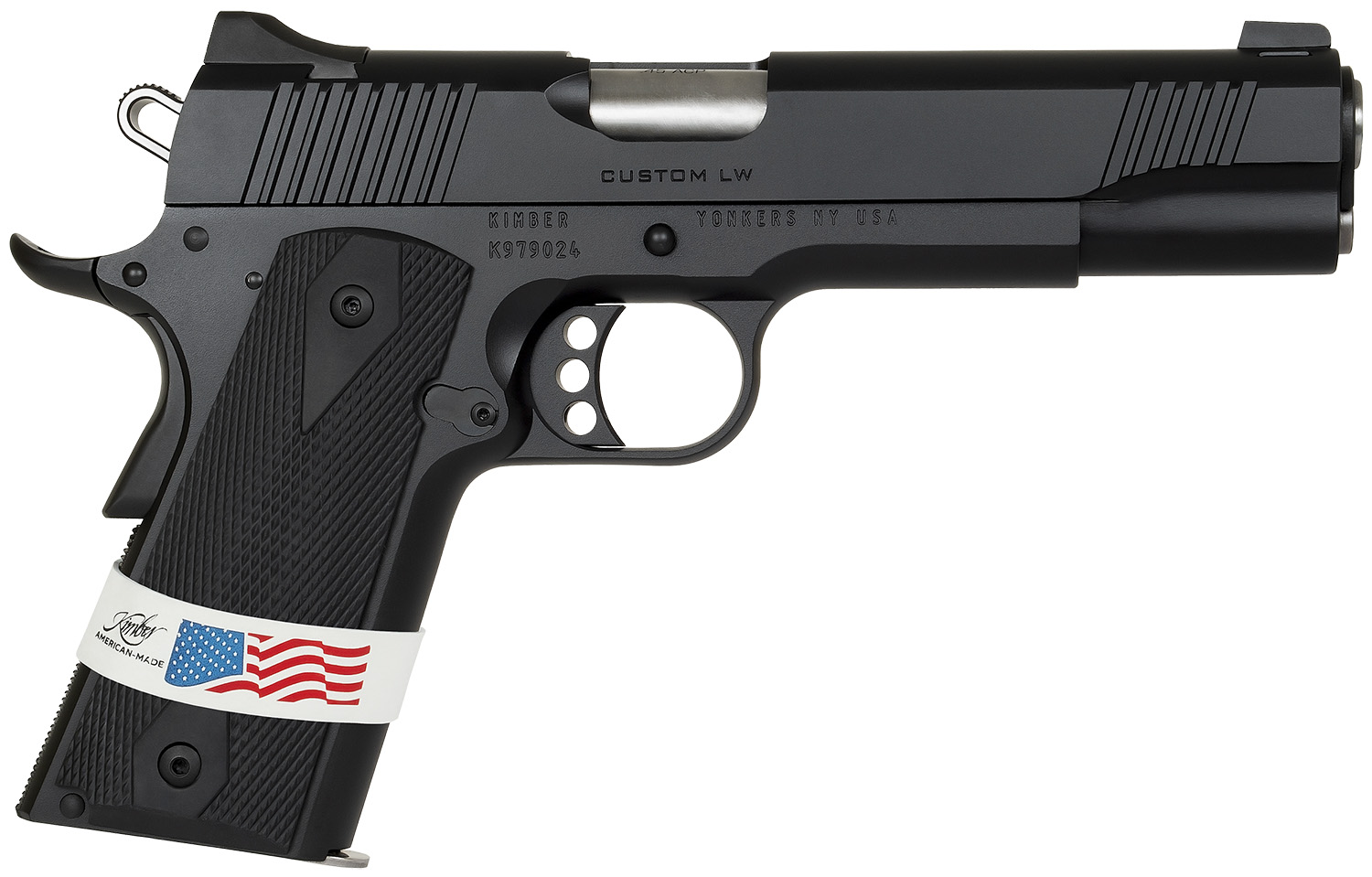Kimber Mfg, Inc 3000500 Custom LW Liberty 45 ACP 7+1 5″ Stainless Match Grade Barrel, KimPro Black Serrated Steel Slide, KimPro Black Aluminum Frame w/Beavertail, ANKA Grip