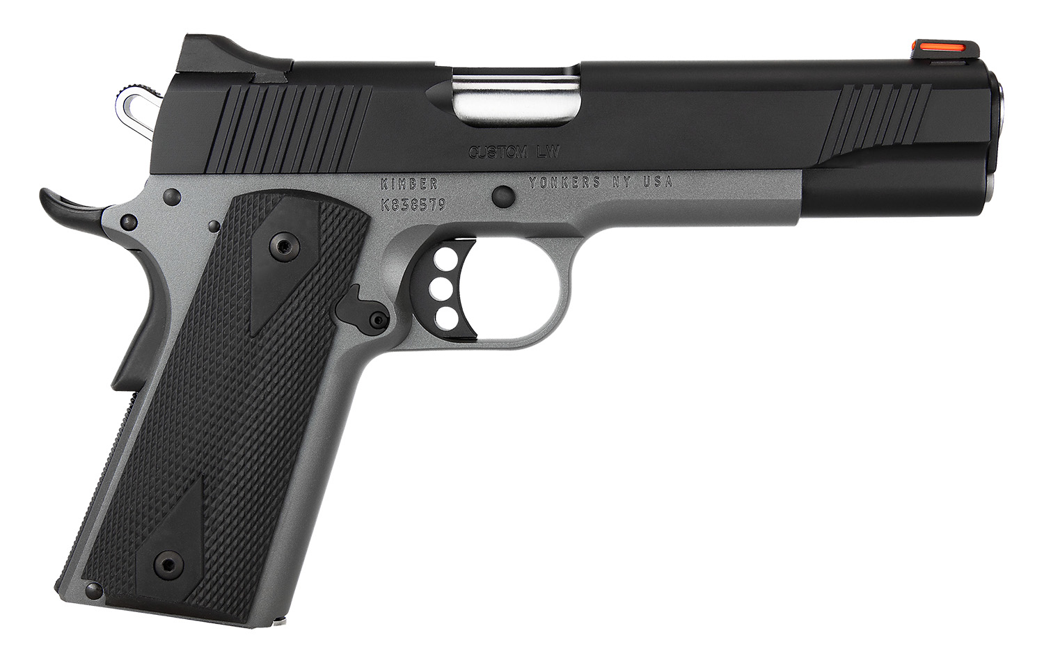 Kimber Mfg.,inc 3700693CA Custom LW Shadow Ghost (MA) 45 ACP 8+1 5″ KimPro Black Stainless Steel Slide Double-Diamond Checkered Rubber Grip