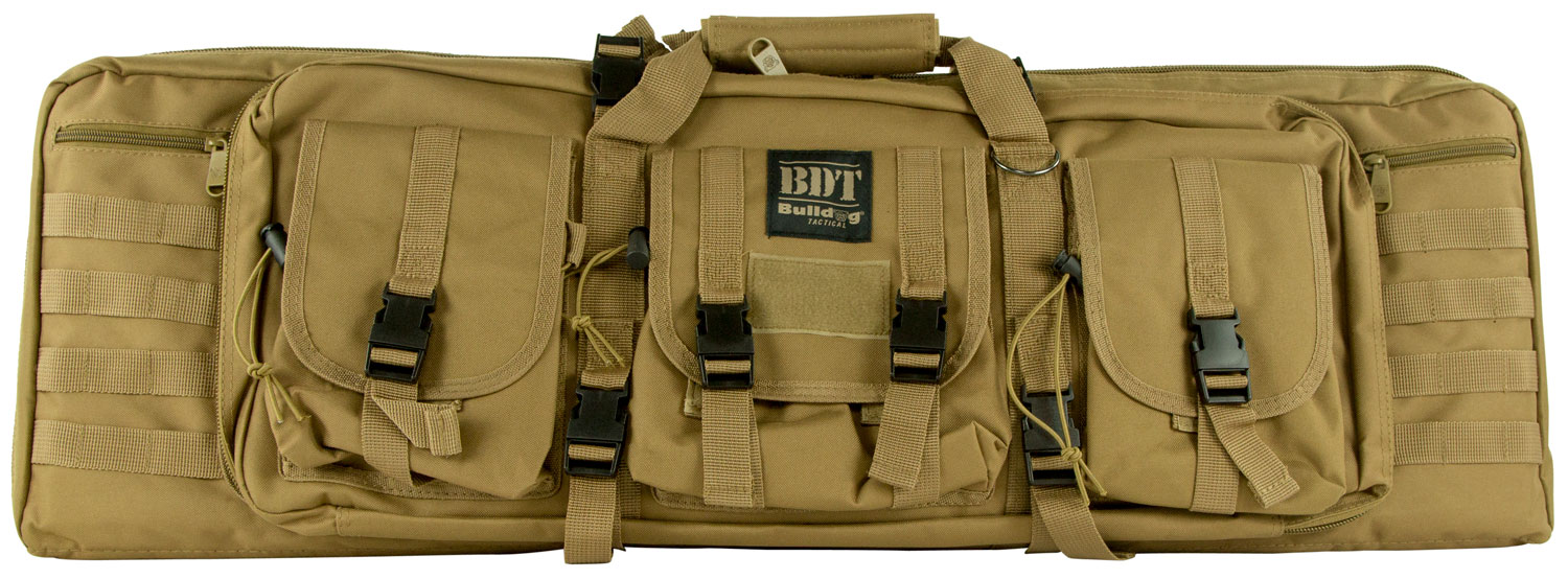 Bulldog BDT6037T BDT Tactical Double 37″ Tan Nylon, 3 Accessory Pockets, Deluxe Padded Backstraps Lockable Zippers, Padded Internal Divider