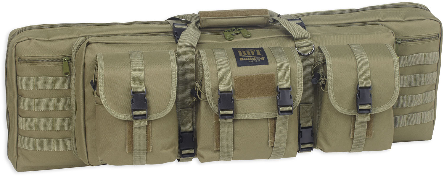Bulldog BDT6037G BDT Tactical Double 37″ Green Nylon, 3 Accessory Pockets, Deluxe Padded Backstraps Lockable Zippers, Padded Internal Divider