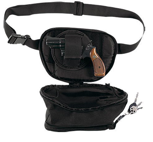 Bulldog BD850 Fanny Pack Small Handgun Holster Black Water-Resistant Nylon, Fits Up To 50″ Waist, Ambidextrous