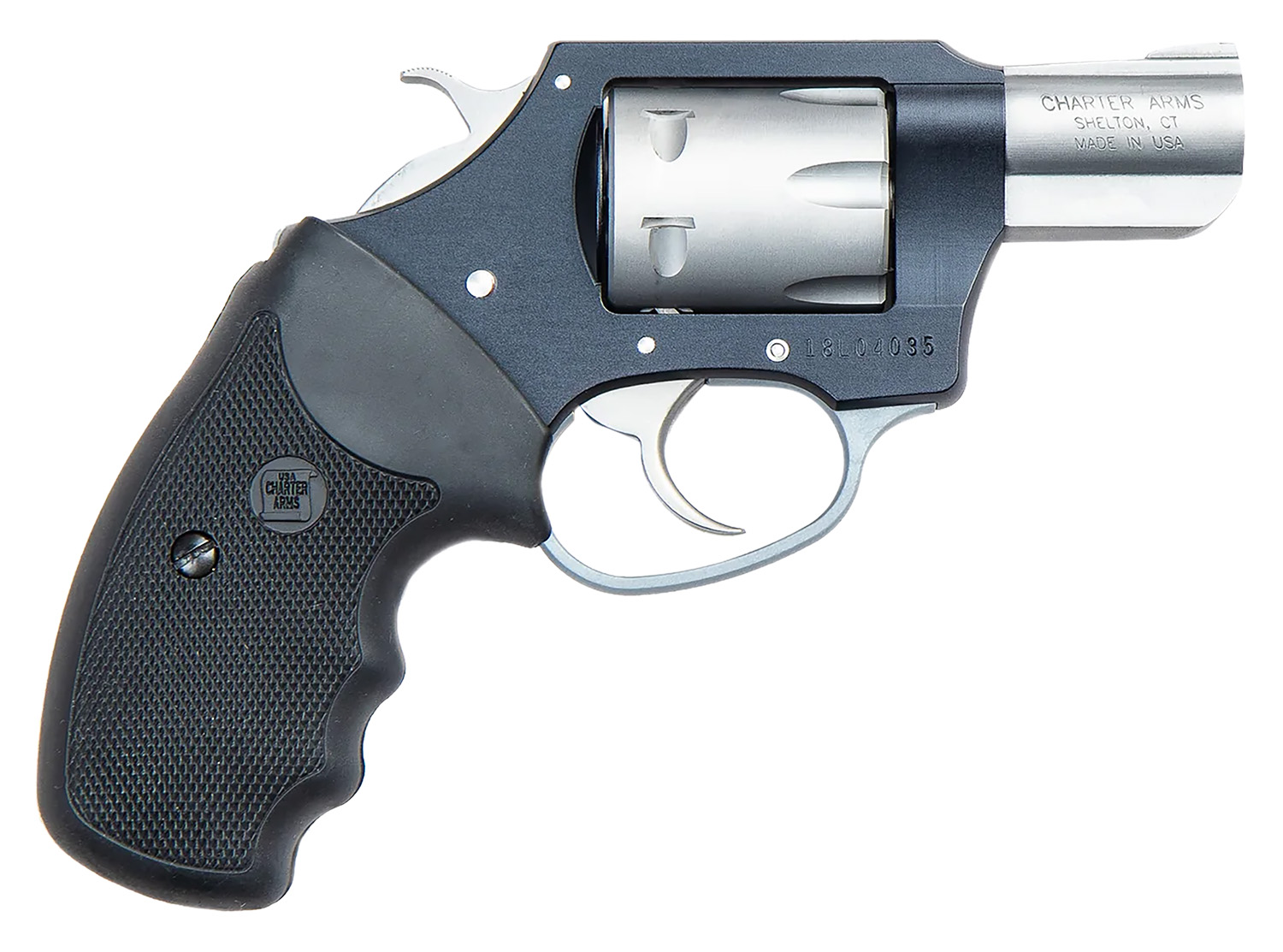 Charter Arms 52370 Pathfinder Lite Small 22 WMR, 8 Shot 2″ Matte Stainless Steel Barrel & Cylinder, Aircraft Aluminum Frame w/Black Finger Grooved Rubber Grip, Exposed Hammer