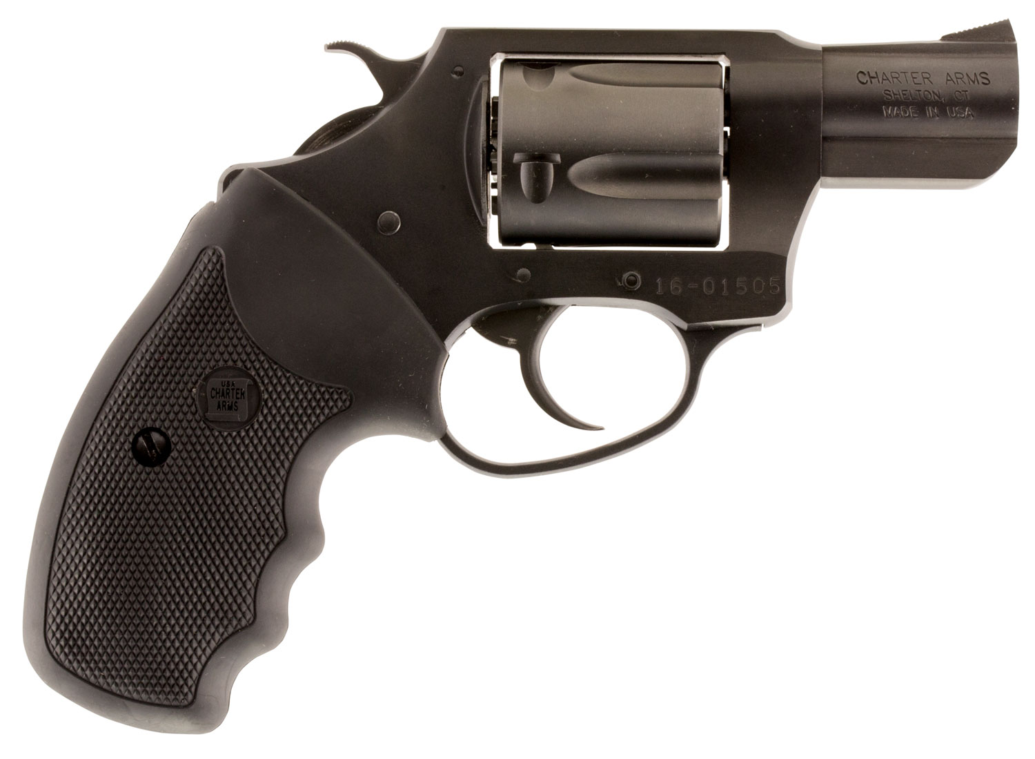 Charter Arms 63820 Undercover  Small 38 Special, 5 Shot 2″ Black Nitride Stainless Steel Barrel, Cylinder & Frame, Black Finger Grooved Rubber Grip, Exposed Hammer