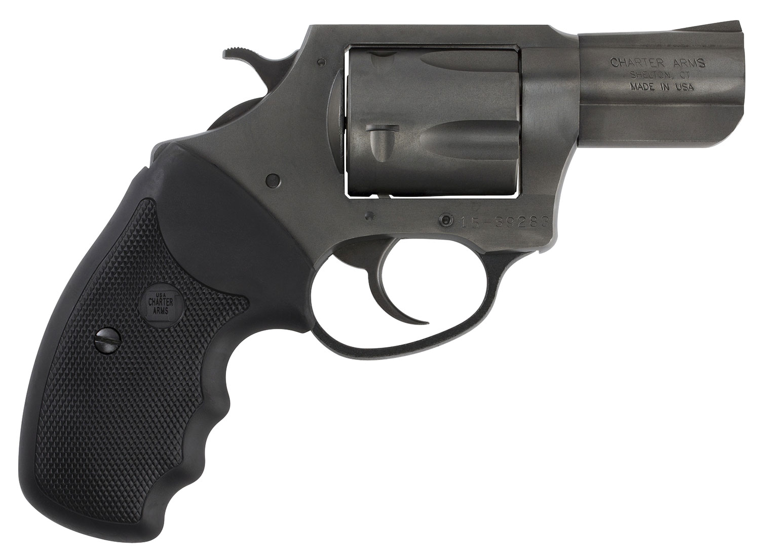 Charter Arms 64420 Bulldog Large 44 S&W Spl 5 Shot, 2.50″ Black Nitride Steel Barrel, Cylinder & Frame w/Black Finger Grooved Rubber Grip, Exposed Hammer