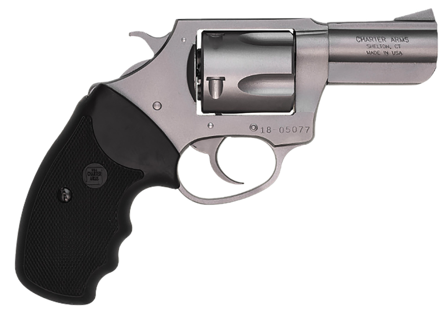 Charter Arms 74420 Bulldog  Large 44 Special, 5 Shot 2.50″ High Polished Stainless Steel Barrel, Cylinder & Frame w/Black Finger Grooved Rubber Grip
