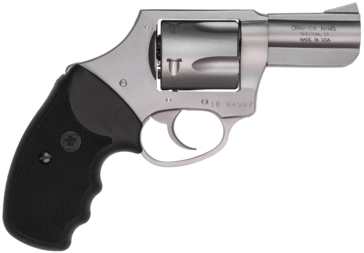 Charter Arms 74421 Bulldog Large 44 Special, 5 Shot 2.50″ Matte Stainless Steel Barrel, Cylinder & Frame w/Black Finger Grooved Rubber Grip