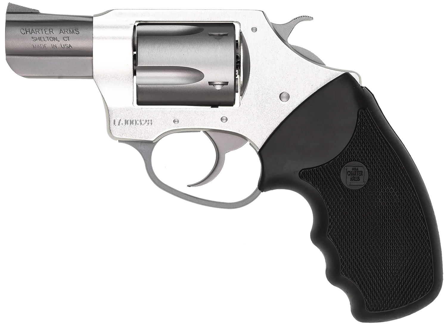 Charter Arms 93820 Undercover Lite Southpaw Compact 38 Special, 5 Shot 2″ Stainless Steel Barrel & Cylinder, Anodized Aluminum Frame w/Black Finger Grooved Rubber Grip, Exposed Hammer, Left Hand